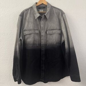 KSUBI Men’s Snakebite Black Denim Button Up Long Sleeve Shirt